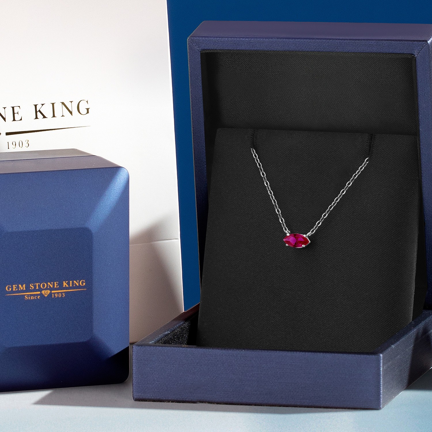 925 Sterling Silver Created Ruby Pendant Necklace for Women | 0.30 Cttw |