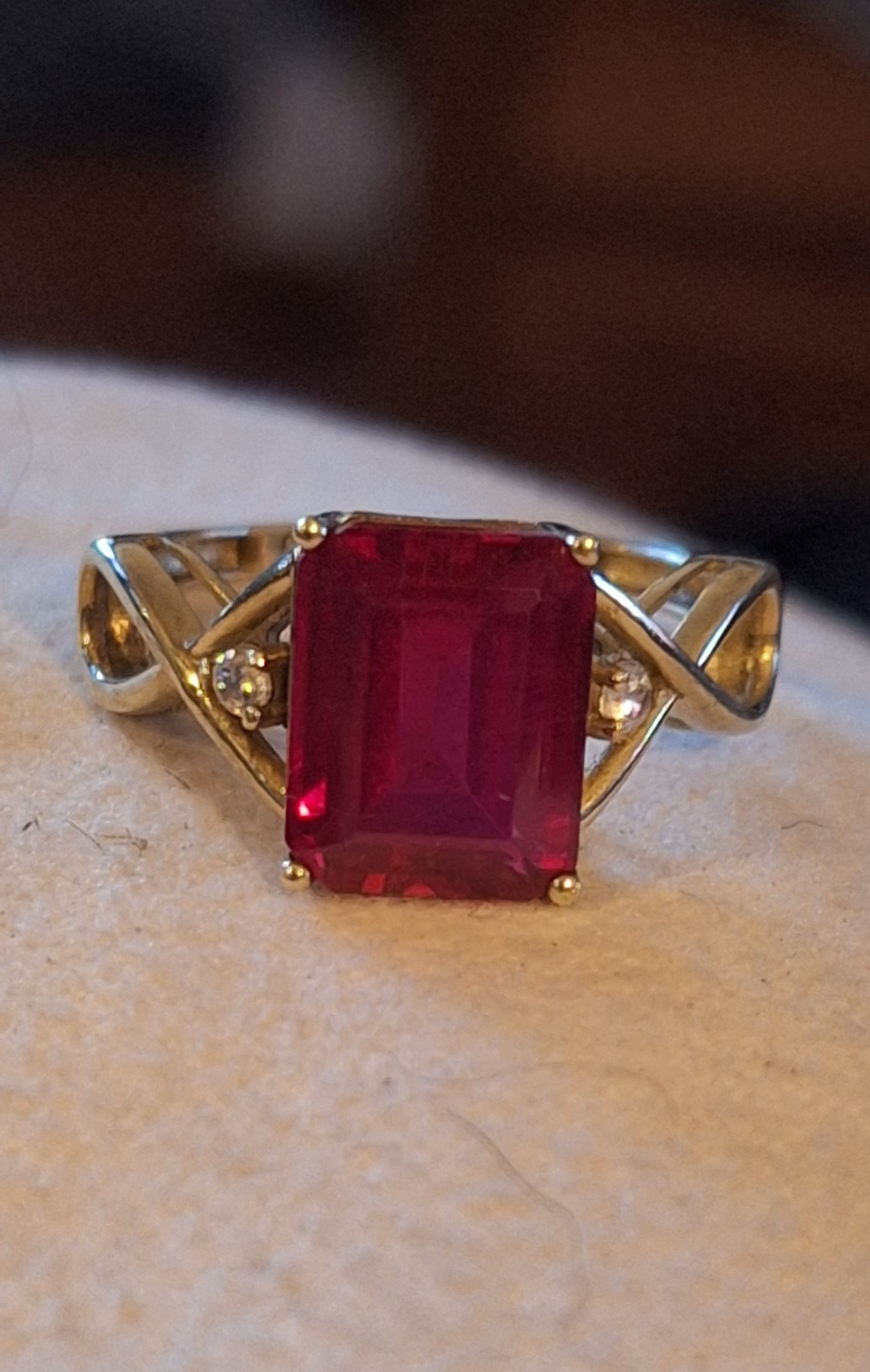 Lab Created Red Ruby Ring, 14k Gold Over 925 Silver, Size 7