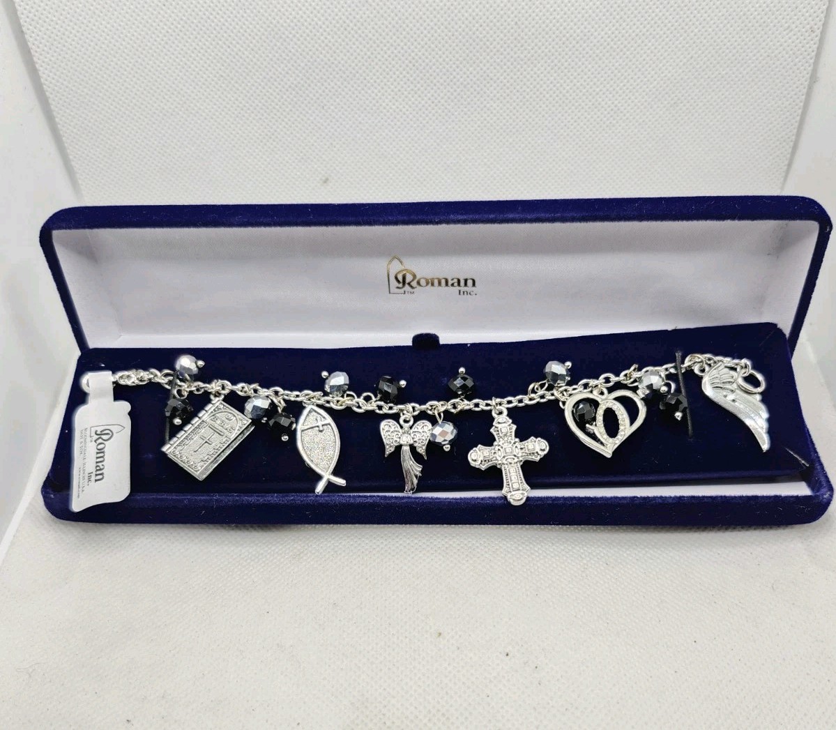 NWT NIB Roman Inc Bracelet Christian Charm Fish Cross Bible Angel Wing 2014