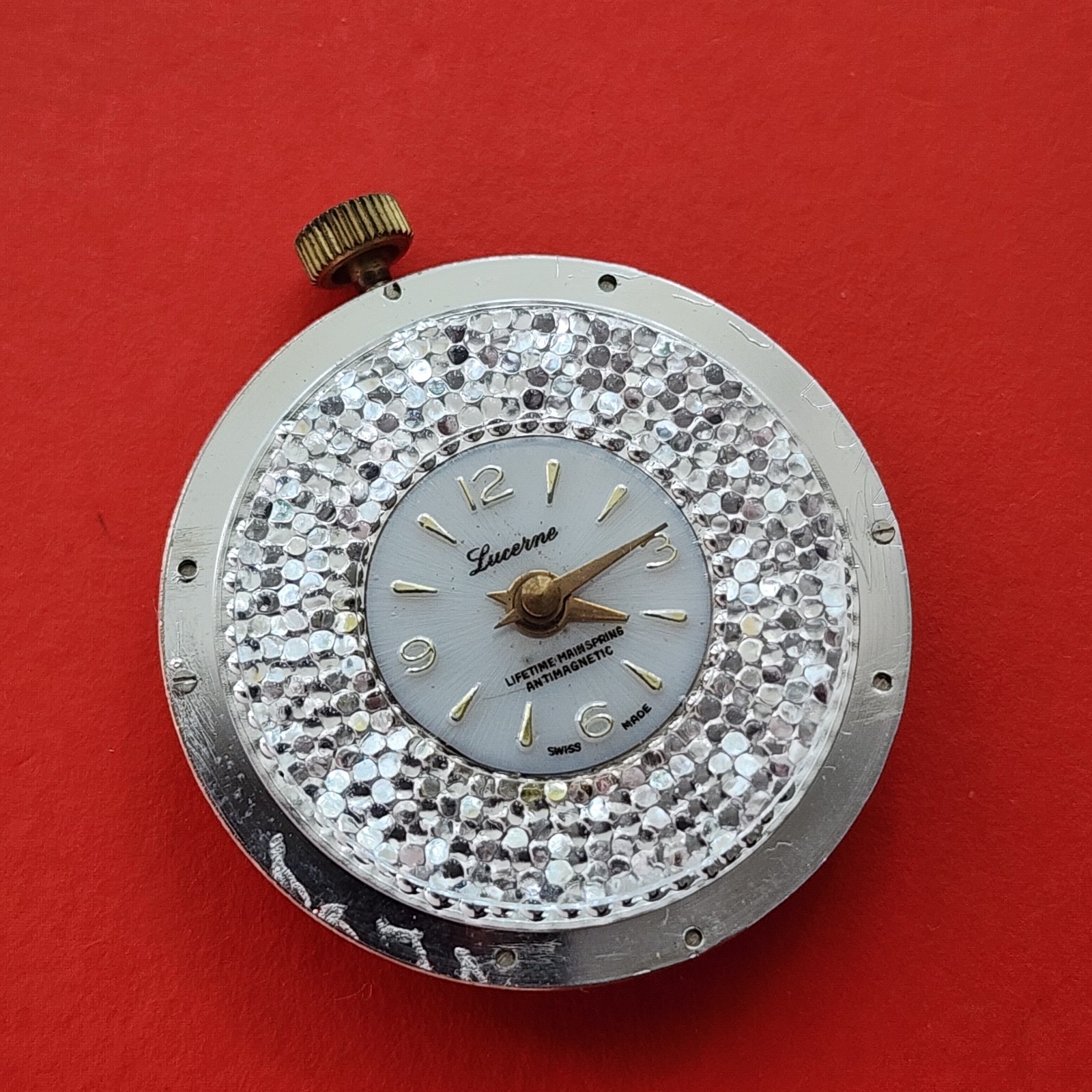 BFG 866 Watch Movement Baumgartner Crown Stem Balance Lucerne Dial For Parts