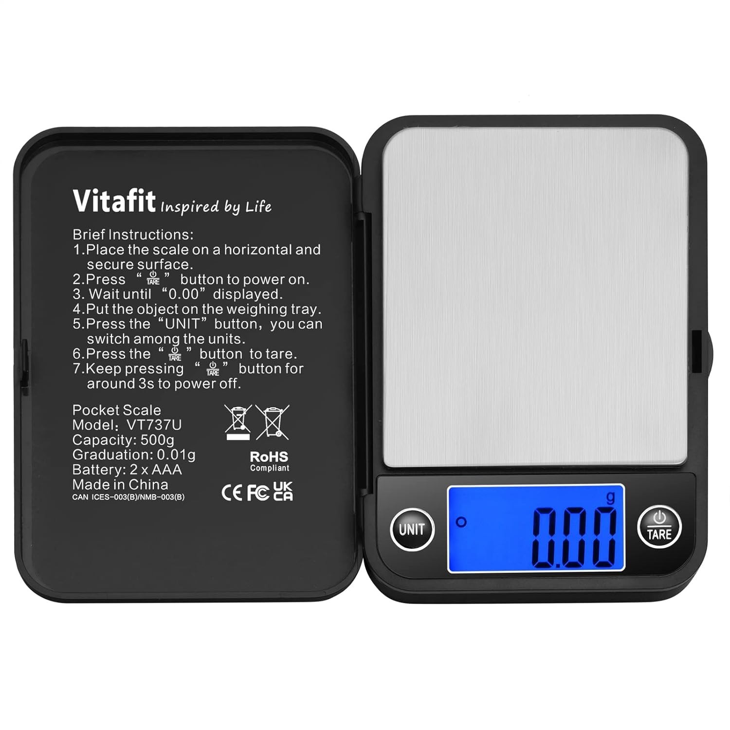 Digital Pocket Scale 500g 0.01g High Accuracy Lab Food Jewelry Mini