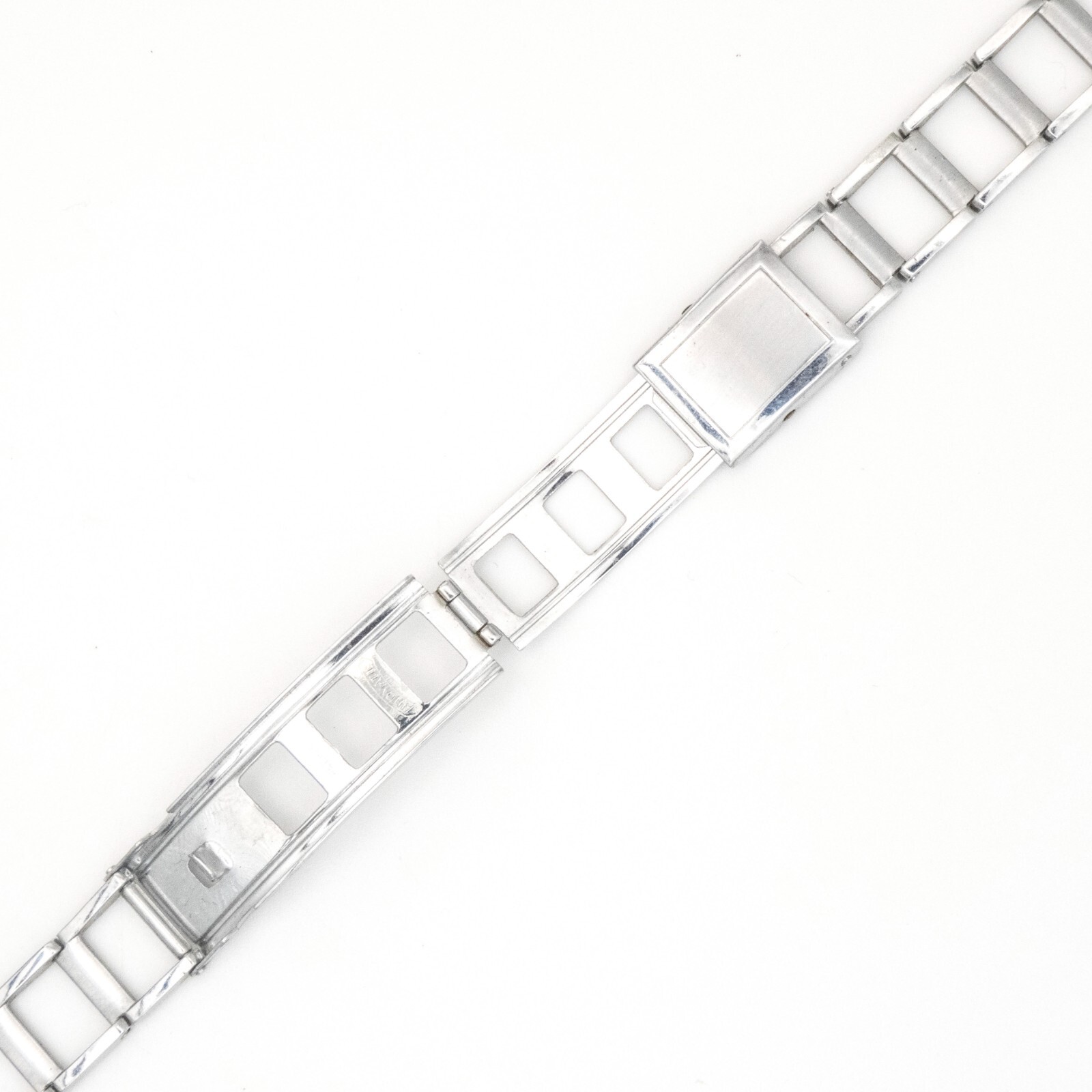 Vintage 10.8 mm ladder style open link wristwatch bracelet with trifold clasp