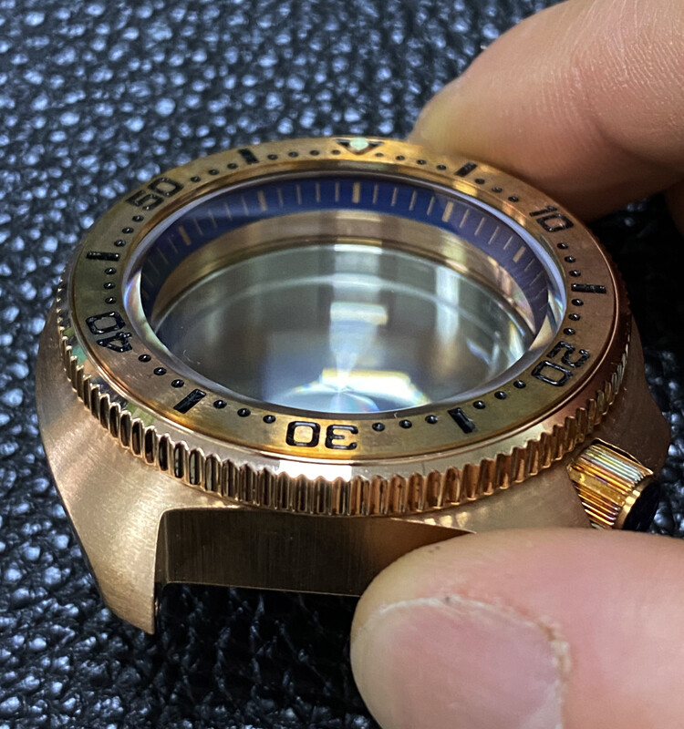 46mm Solid Bronze Diver Watch Case Sapphire 20BAR Fit NH35 NH36 Movement