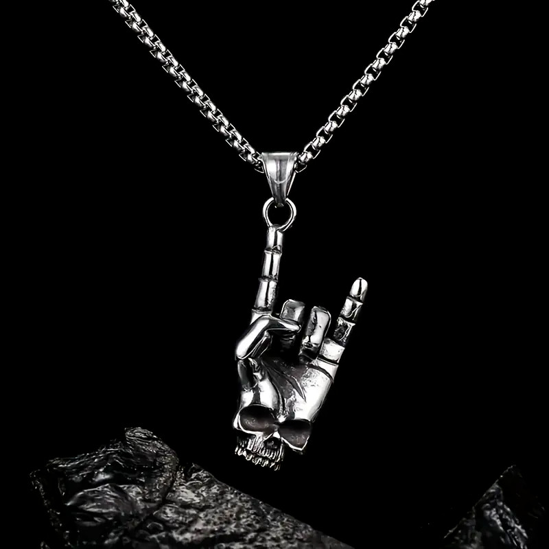 Skull Necklace Jewelry Vintage 2-Tone Skeleton Pendant Sugar Skull