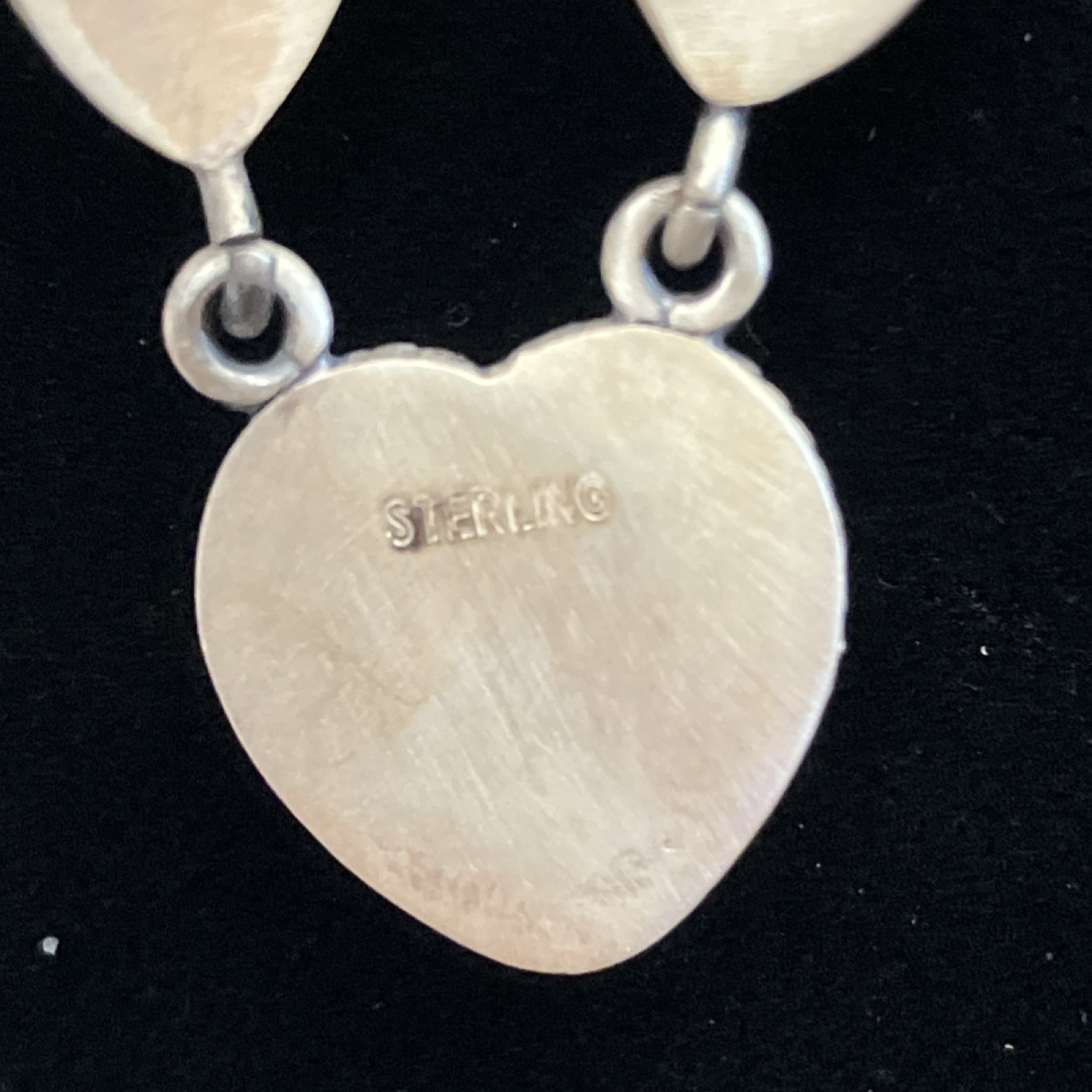 Pink Conch Shell Heart Station Necklace 18″ Cable Signed Natural Sterling 925