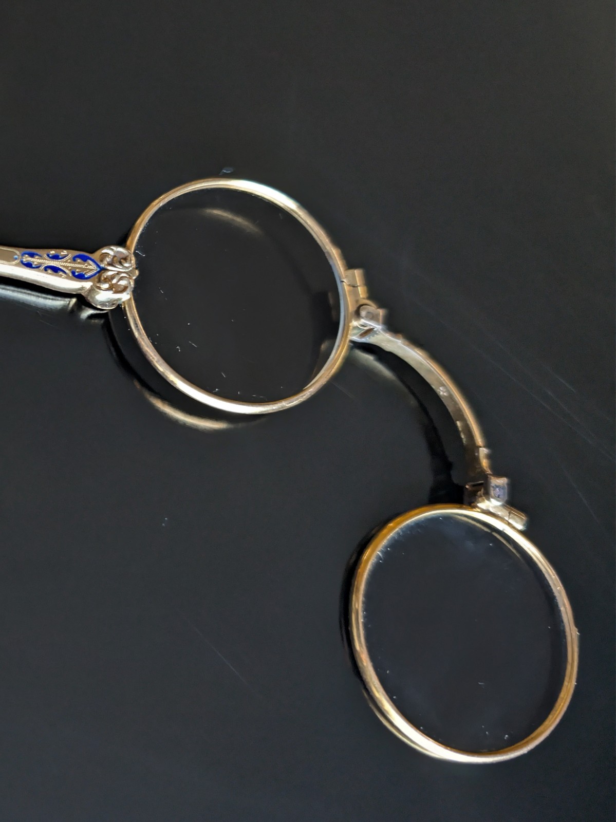 French metal and enamel lorgnette c1880