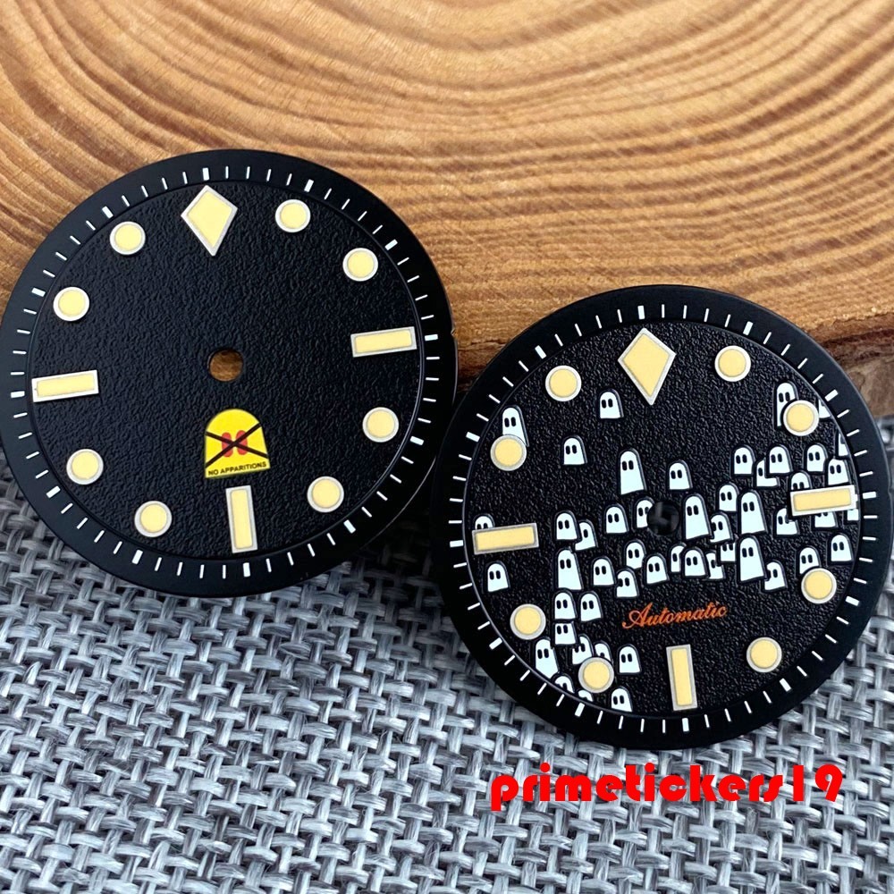 29mm Hallowmas Ghost Watch Dial Luminous Fit NH35 NH36 NH38 Movt Wristwatch Face