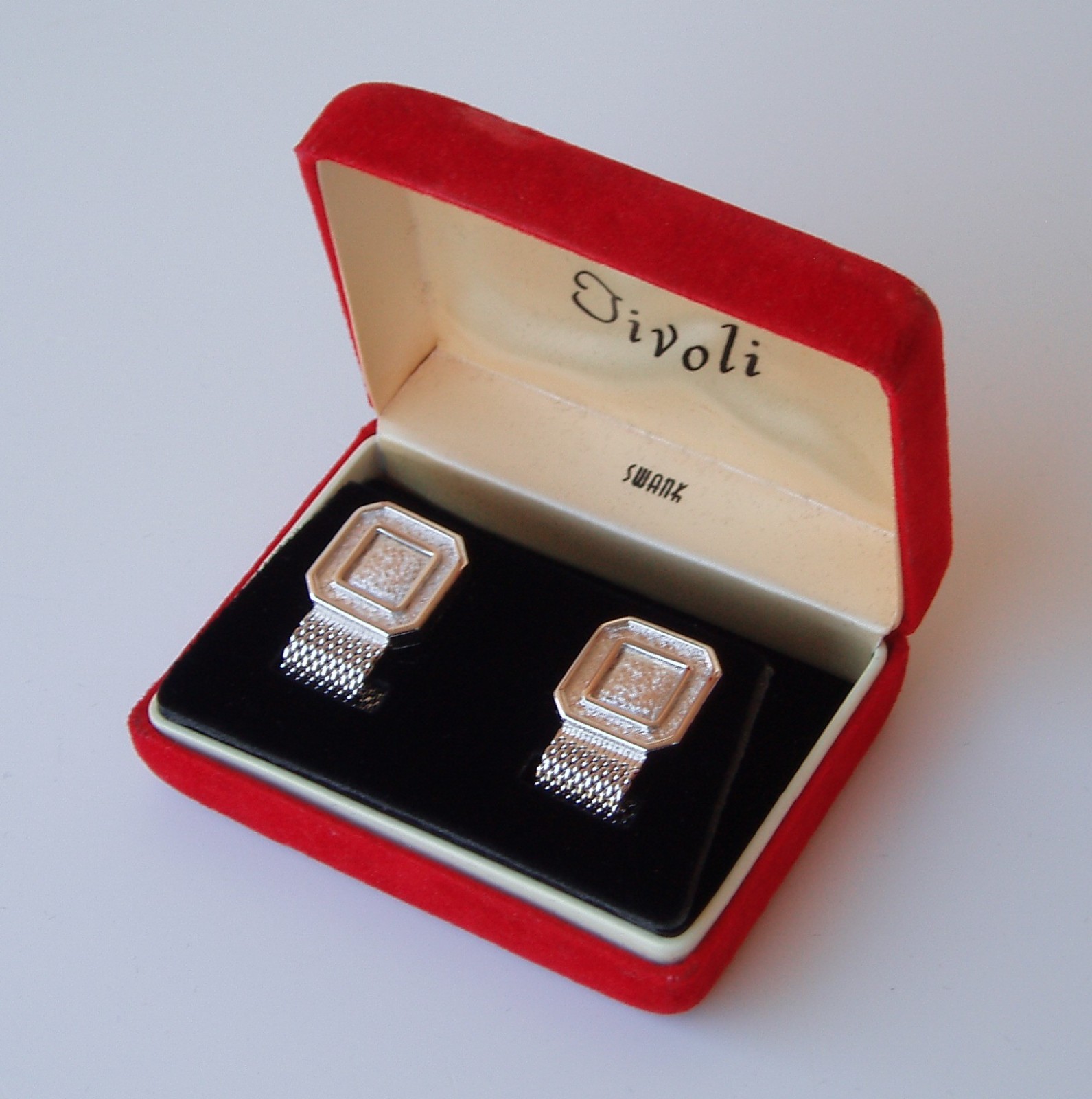 Vintage Tivoli Cufflinks by Swank Silver Tone Mesh Wrap Around with Original Box