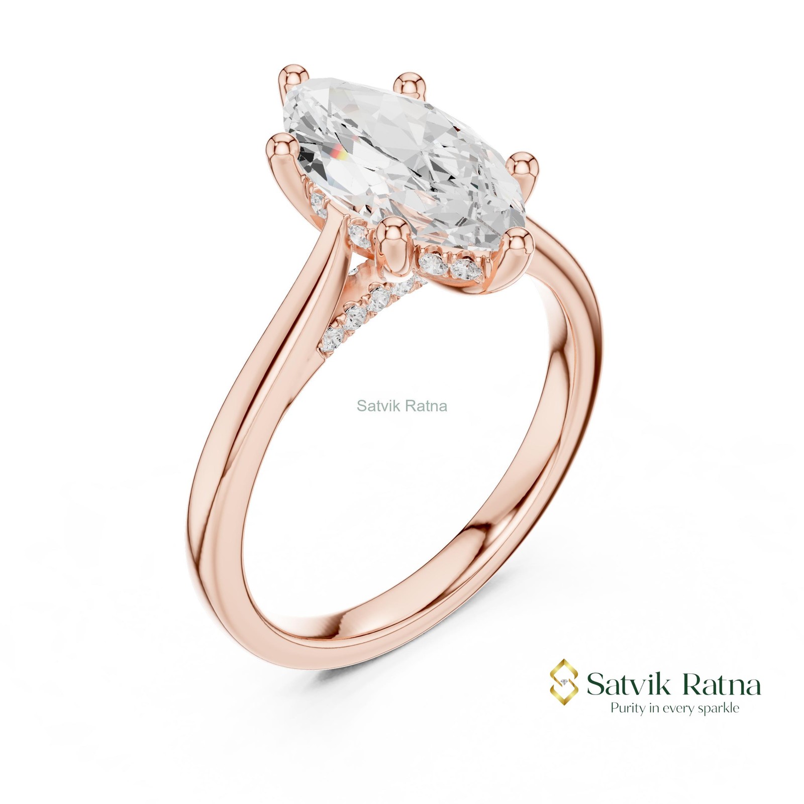 Engagement VS1 Diamond Halo Women Prong Promise Ring Lab Grown 14K Gold Marquise