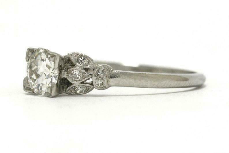 Vintage Engagement Ring 1.90Ct Round Cut Moissanite 14k White Gold in Size 5.5