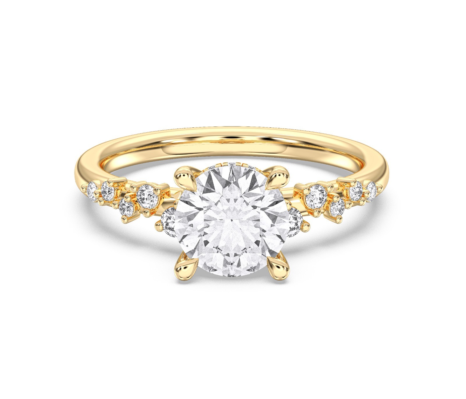 1.75 Ct Round Moissanite Stone Engagement Ring in Sterling Silver & Solid Gold