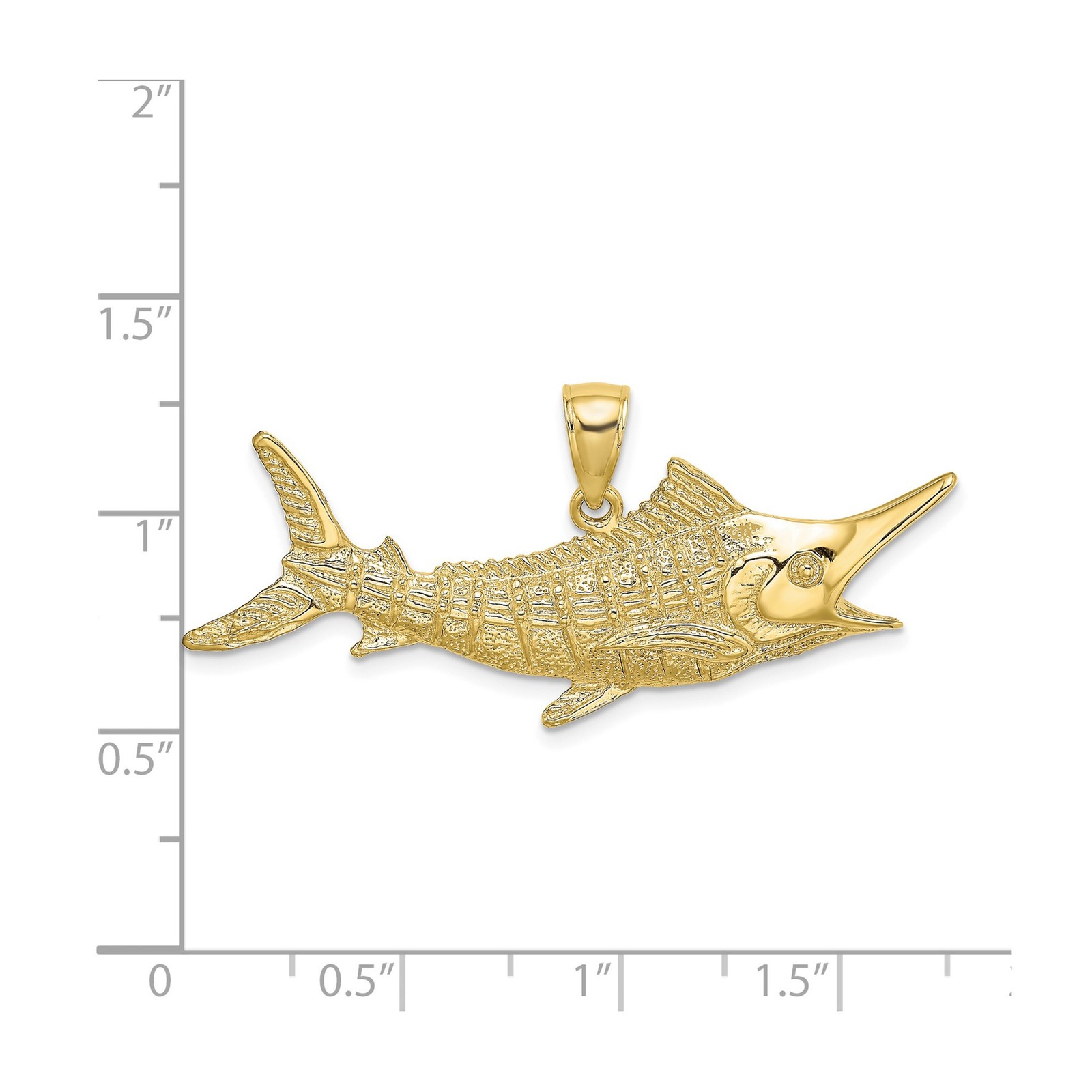 10k Yellow Gold Marlin Fish Pendant Nautical Textured Ocean Sport Fishing Jewelr