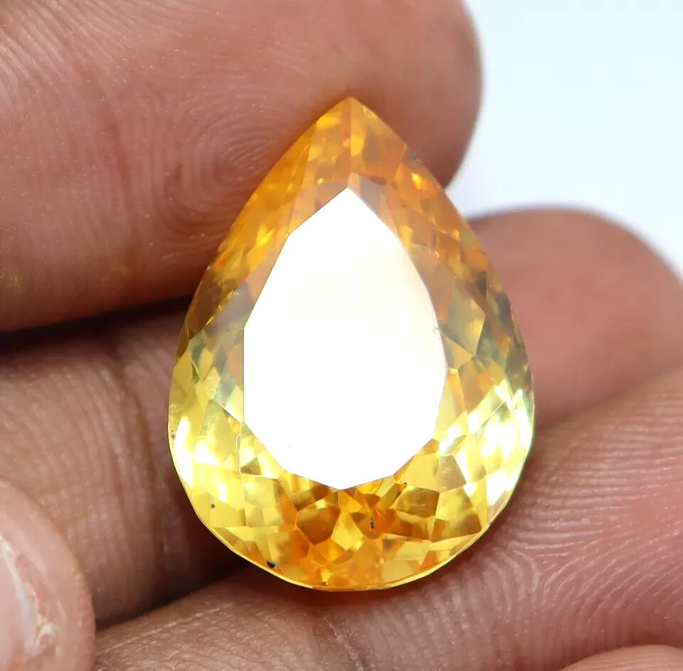 Natural 51 Ct Yellow Zircon Faceted Pear Cut Certified Loose Gemstone