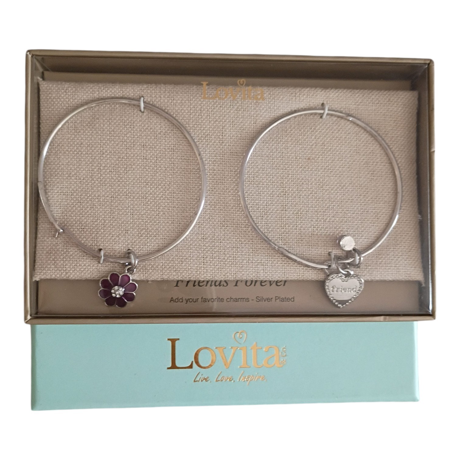 Lovita & Co Women’s Silver‑Plated Bracelet with “Friends Forever” Charm