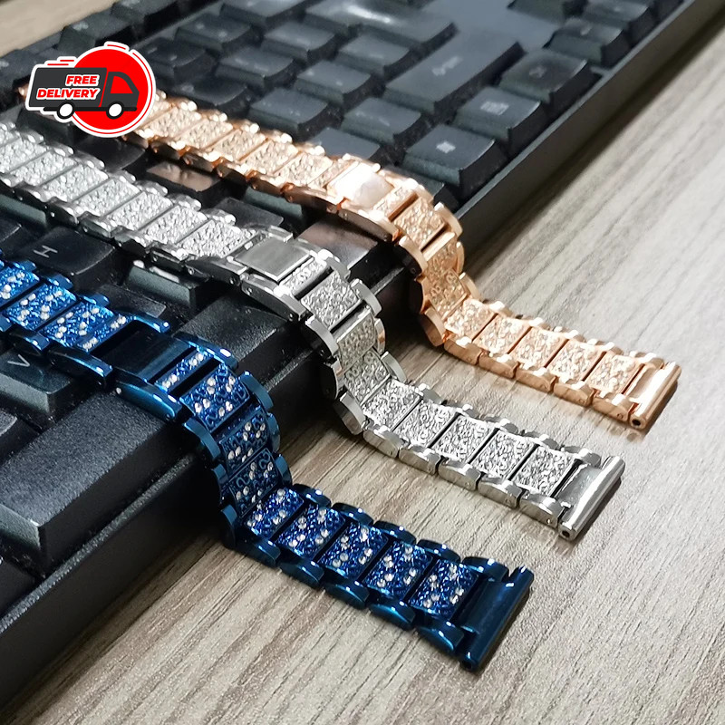 20mm 22mm Bling Diamond Watch Band Quick Release Metal Bracelet Stainless steel