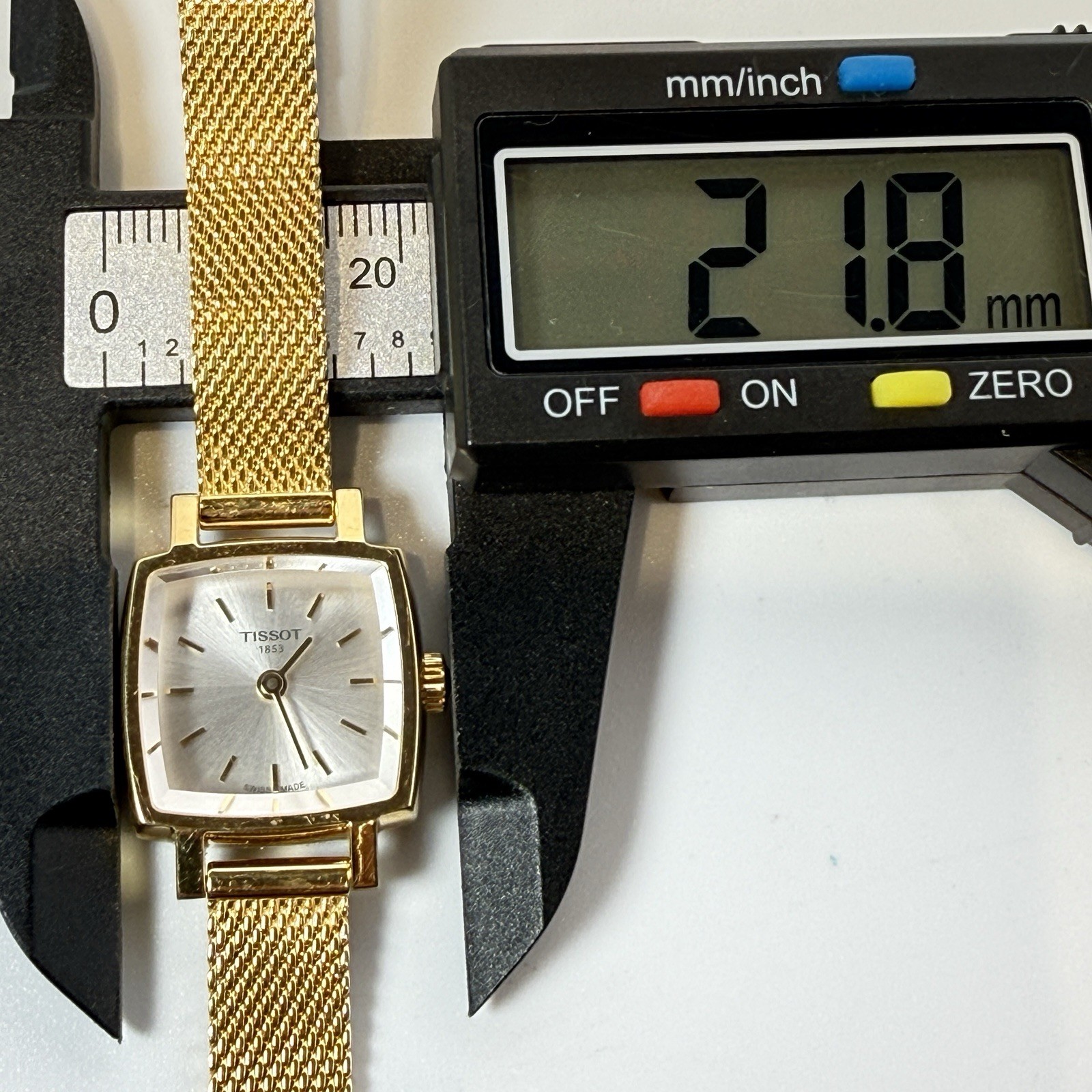 TISSOT 1853 Lovely Square Sapphire Crystal Women’s Gold Tone Watch Runs