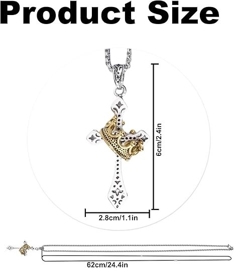 Collar con colgante de cruz de plata para hombre y mujer cadena acero inoxidable