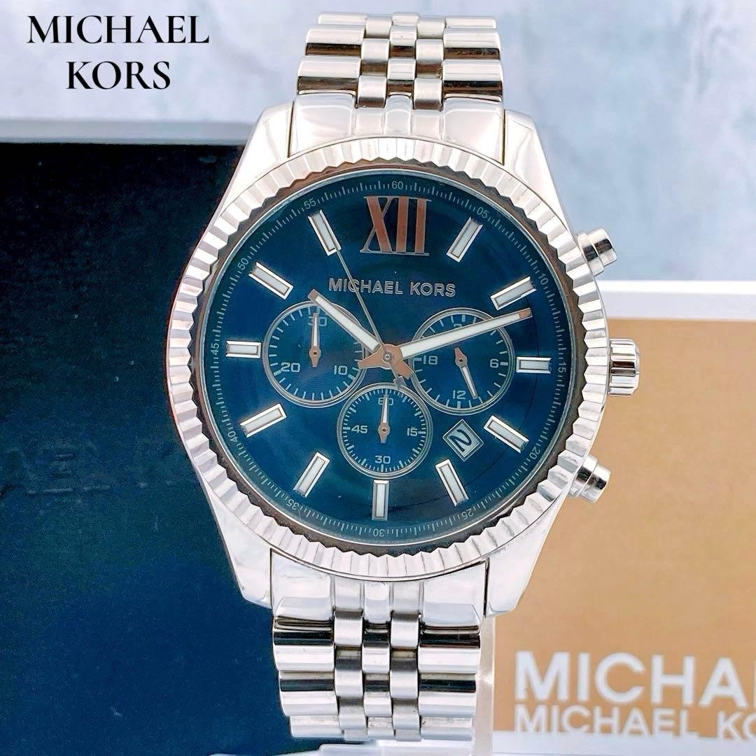 Michael Kors Men’s Chronograph Watch MK8280 (Navy Blue) with Box
