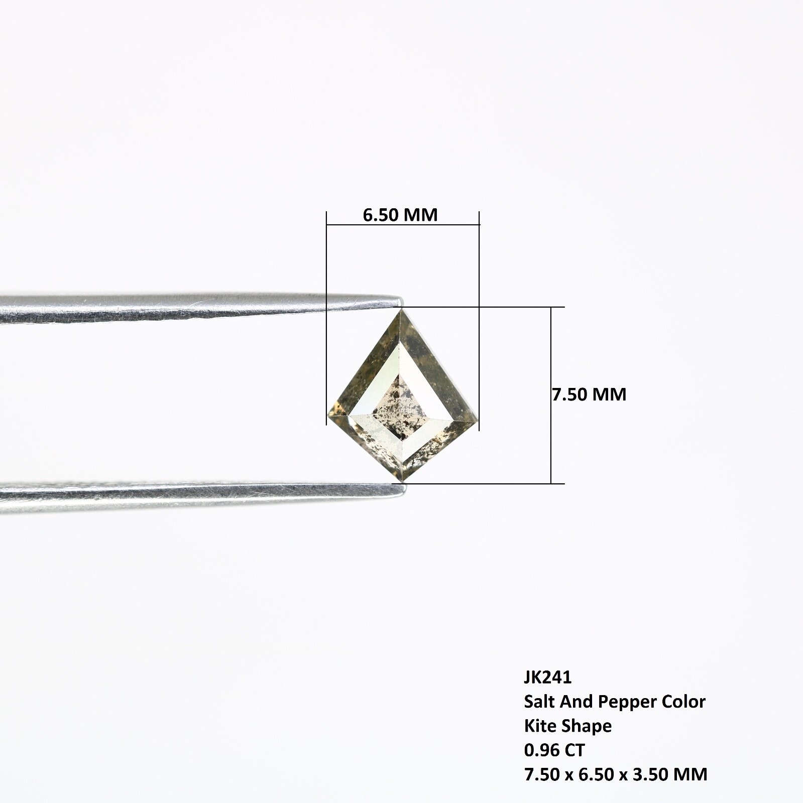 0.96 CT 7.50 MM Salt And Pepper Kite Shape Diamond For Engagement Ring