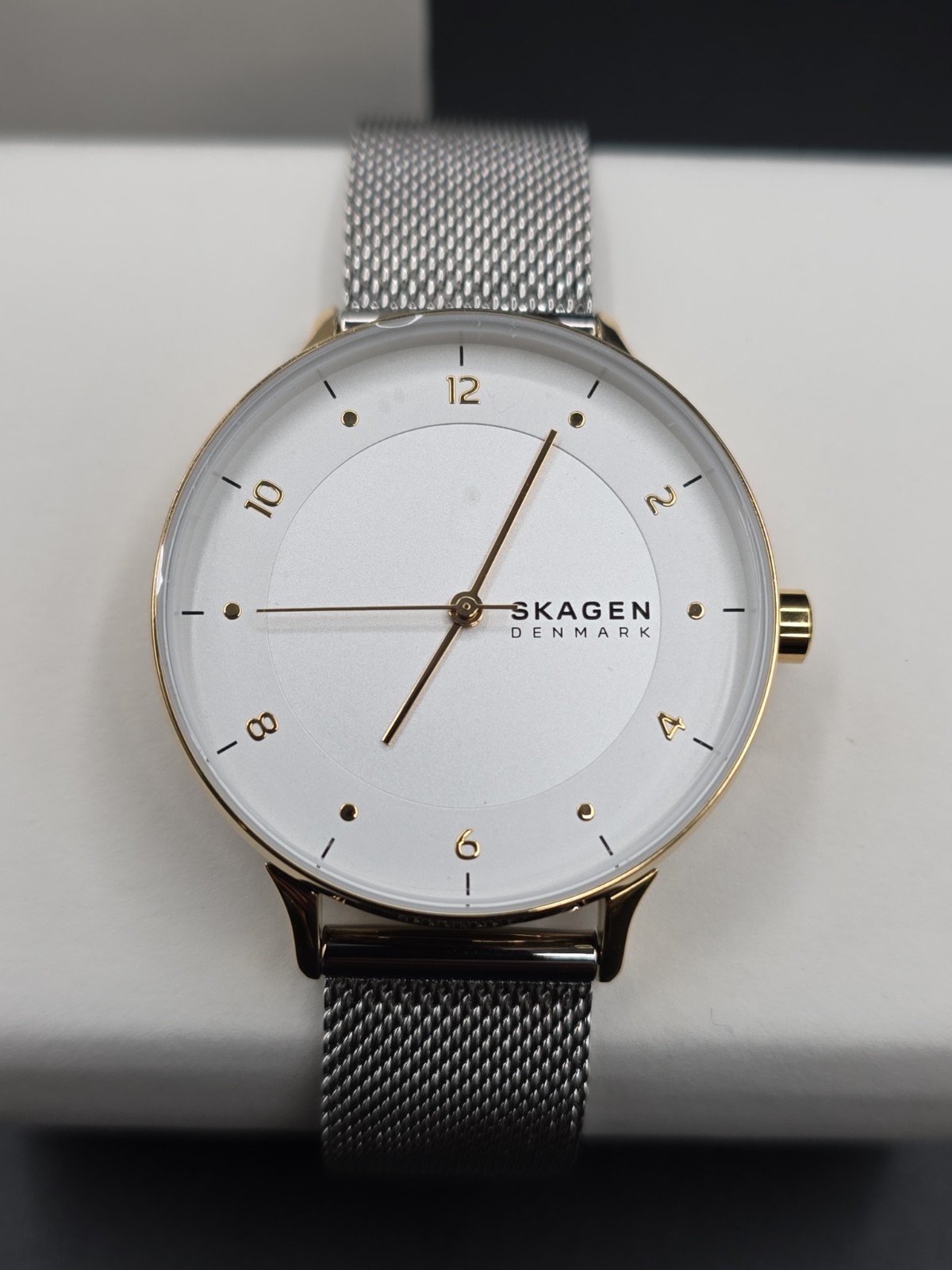 Skagen Denmark Women’s Riis Three-Hand Silver-Tone Steel Mesh Watch SKW2912