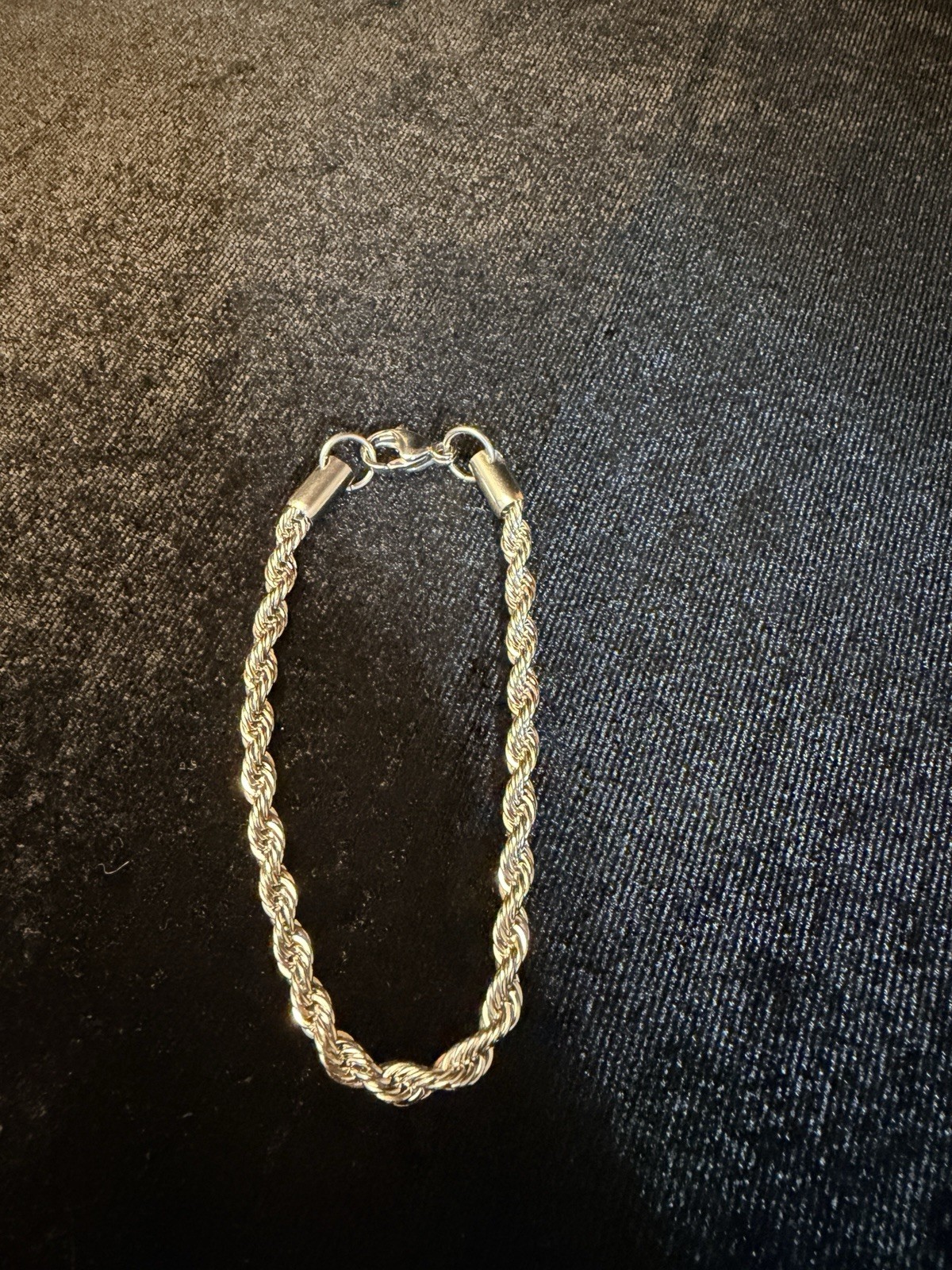 18K White Gold Filled 7in 4MM Rope Bracelet lobster clasp will not tarnish