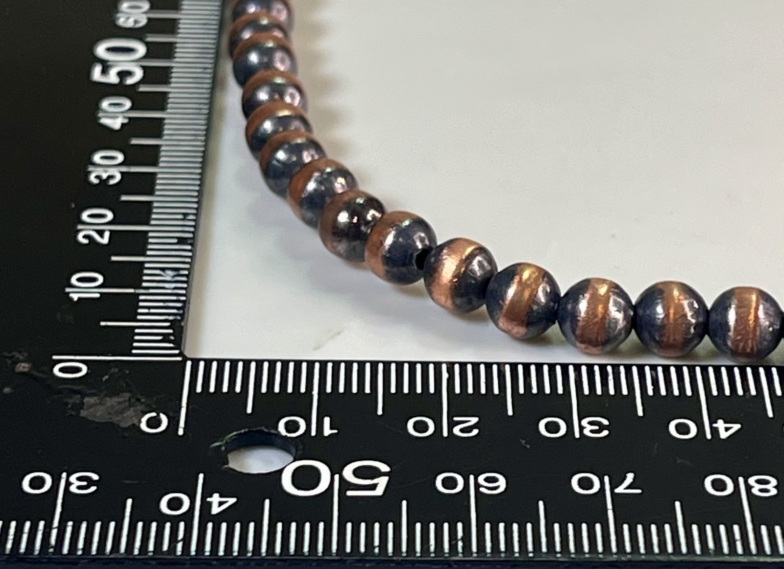 Southwestern 5mm Solid Copper Desert Pearl Hand Strung Necklace 18-20” 15.1g