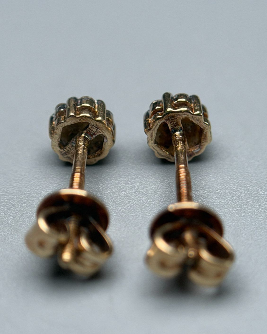 Women’s 10K Yellow Gold Honeycomb Diamond Stud Earrings