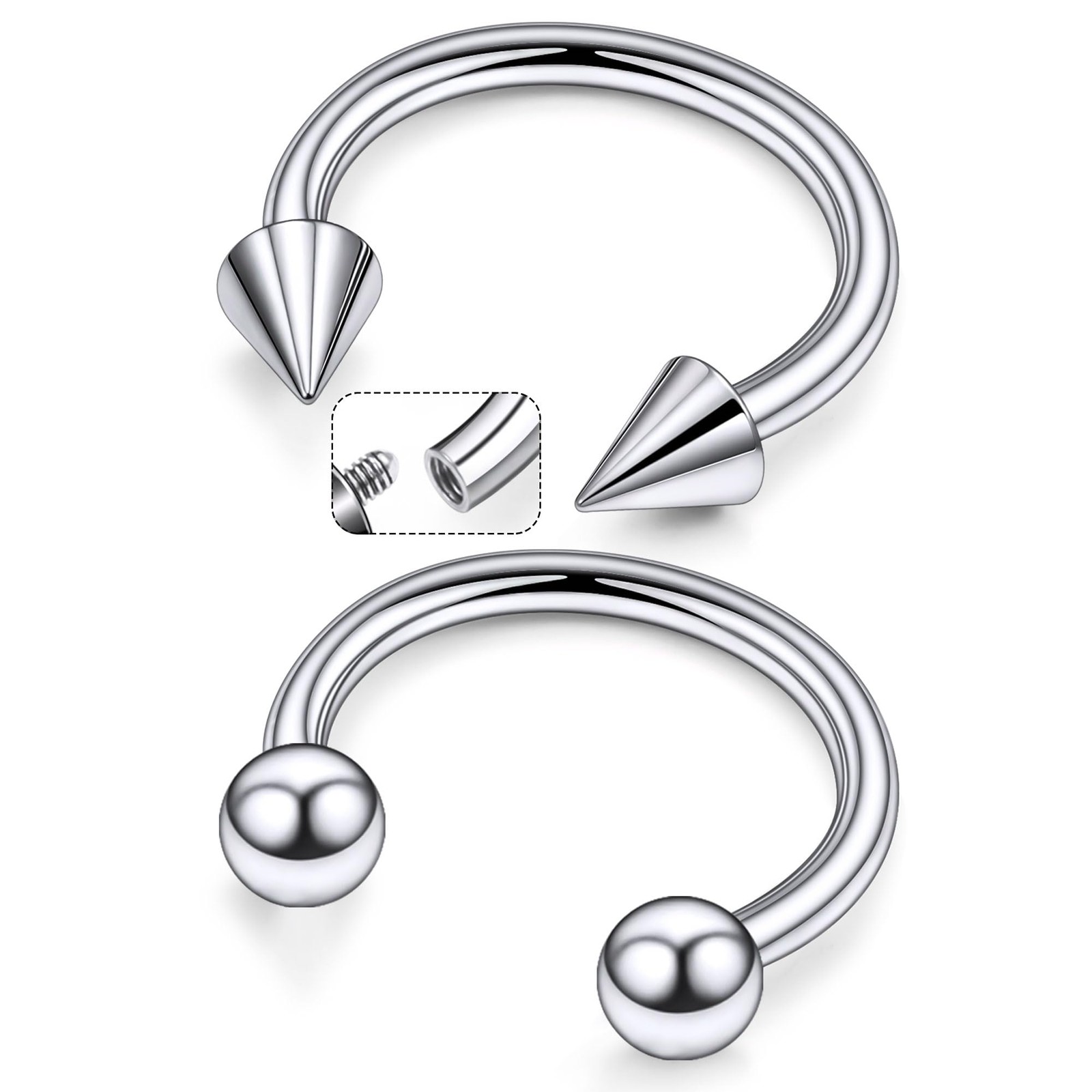 F136 Titanium 14g Septum Ring 14 Gauge Horseshoe Earrings Jewelry Surgical 14…
