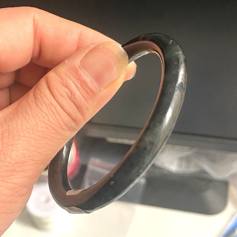 Certified 100% Natural Grade A Black Xiu Jade Bangle Bracelet 53-64mm