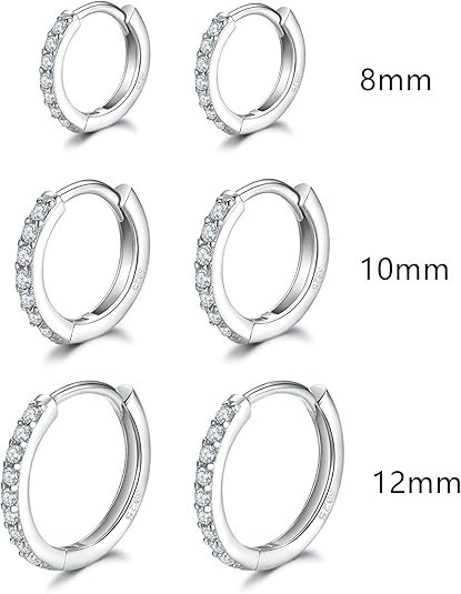 6Pares Aretes De Plata 925 Circonita Cúbica Pendientes Para Mujer Niñas Moda En
