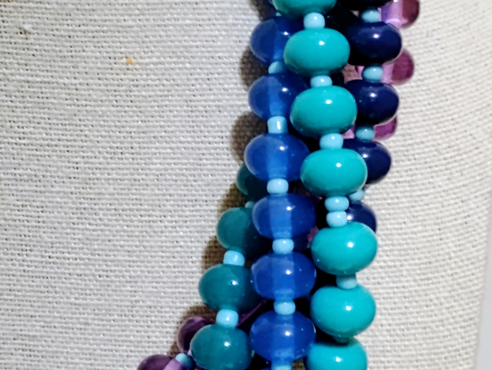 Dana Buchman Multistrand Beaded Statement Necklace Twisted Chunky Purple Teal