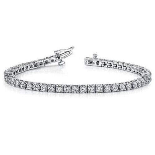 Genuine Natural Diamond Tennis Bracelet Special Gift For Wife 14k White Gold