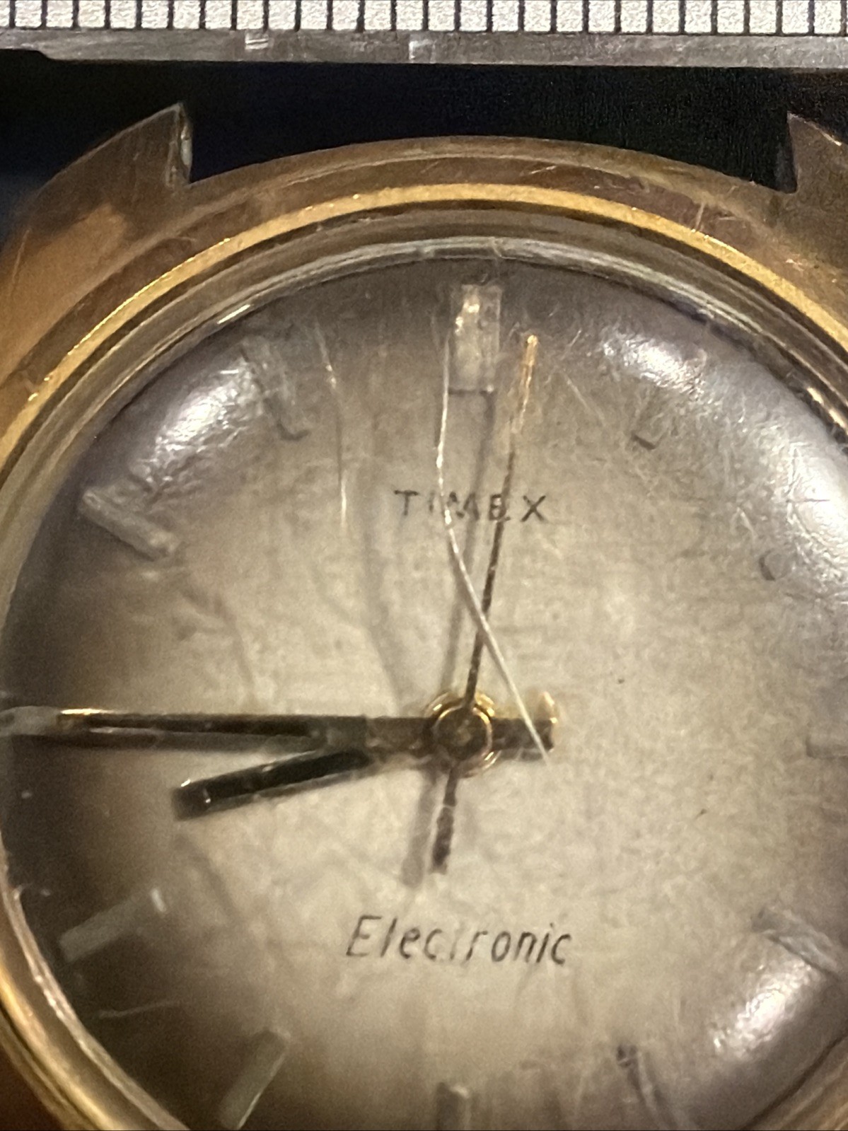 AJ21 VTG Timex Electric Dynabeat Watch Large Case GoldTone Parts Repair Restore