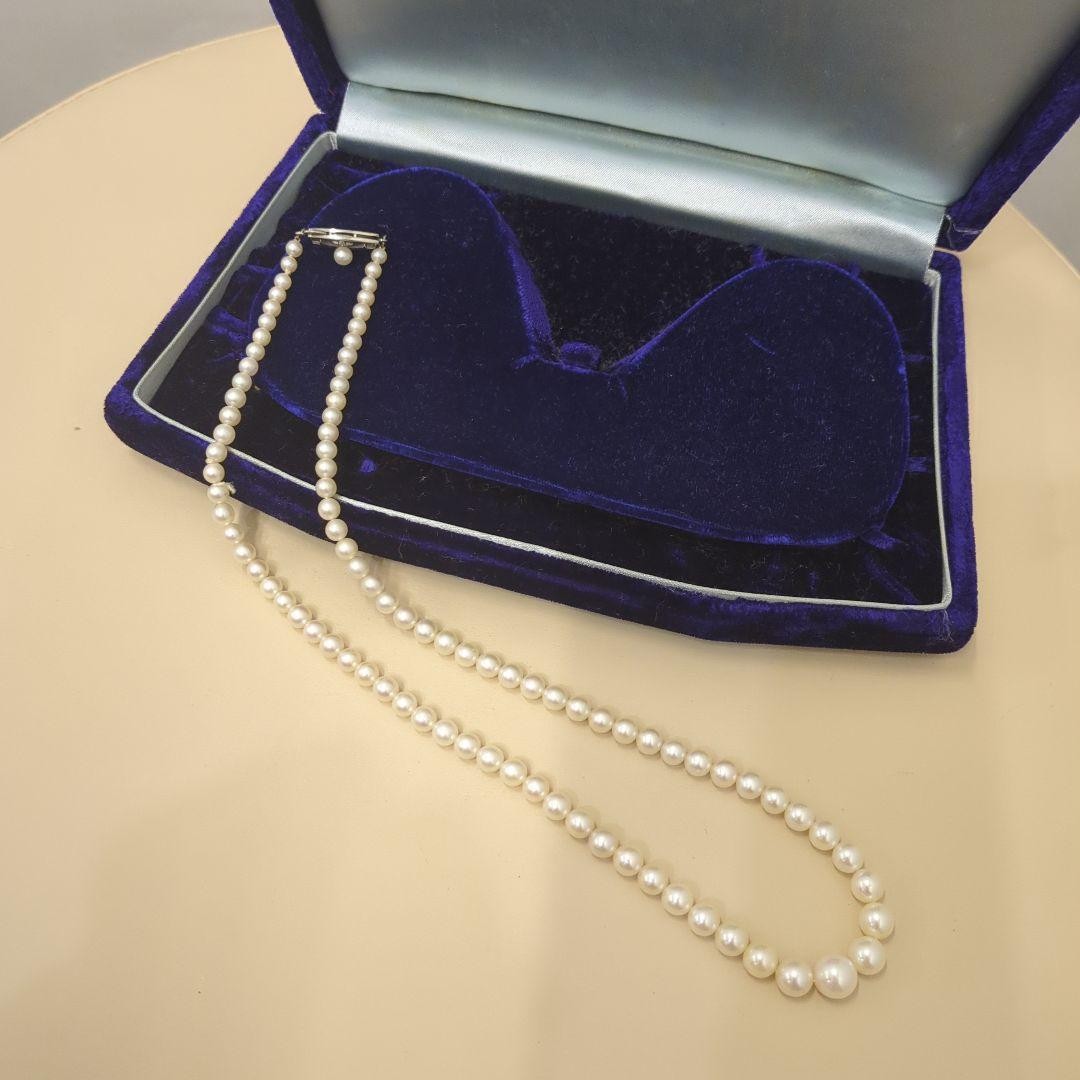 Mikimoto Vintage Pearl Necklace 7mm 38cm Silver Clasp From Japan