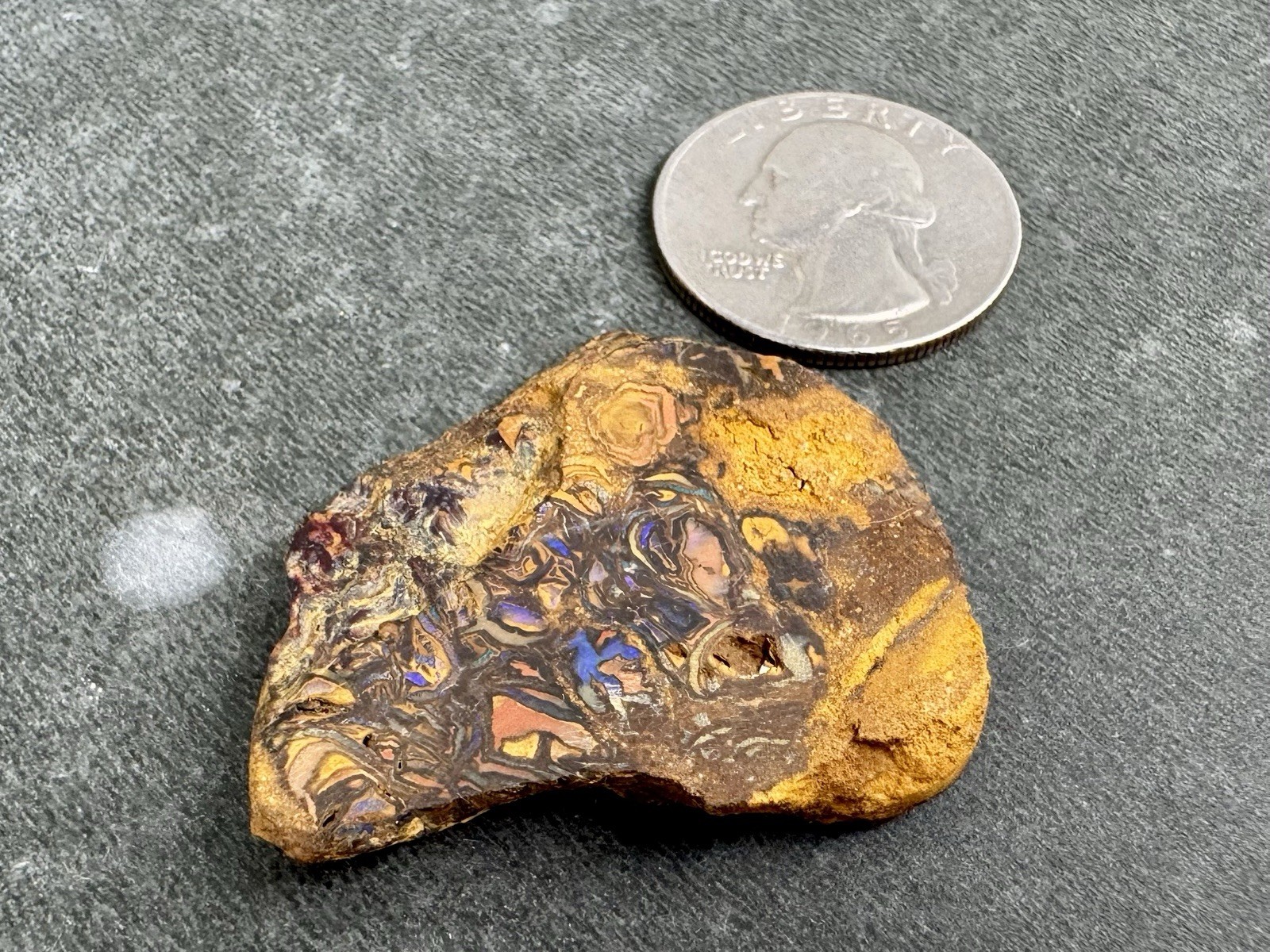 71ct Koroit Boulder Opal Slab Tribal Matrix Blues Greens Australian
