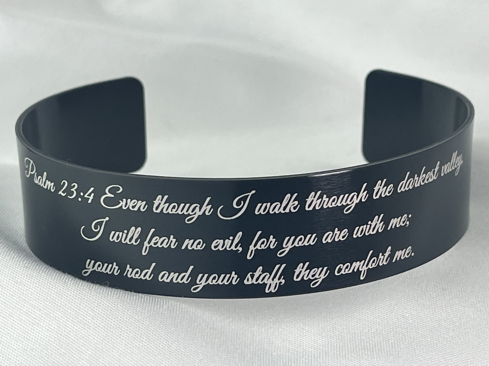 Bible Inspirational Verse Engraved Adjustable Bracelet Anodized Aluminum Cuff US
