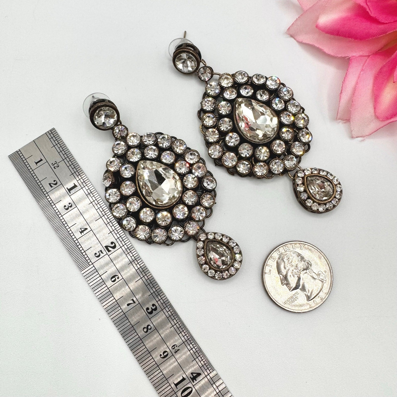Bollywood Crystal Wedding Earrings Bridal Wedding Regal Regency Special Occasion