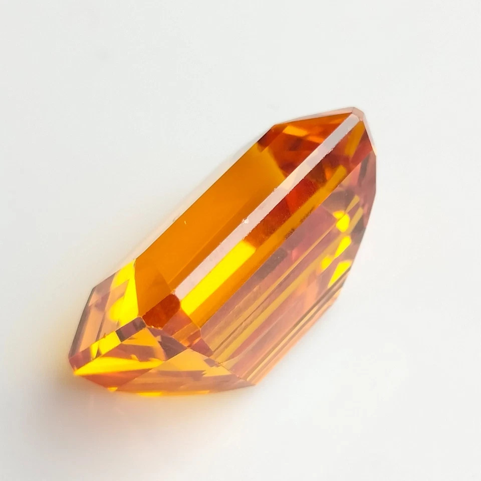 25.20 Ct Natural Fanta Orange Sapphire Emerald Cut Certified Gemstone Sri Lanka
