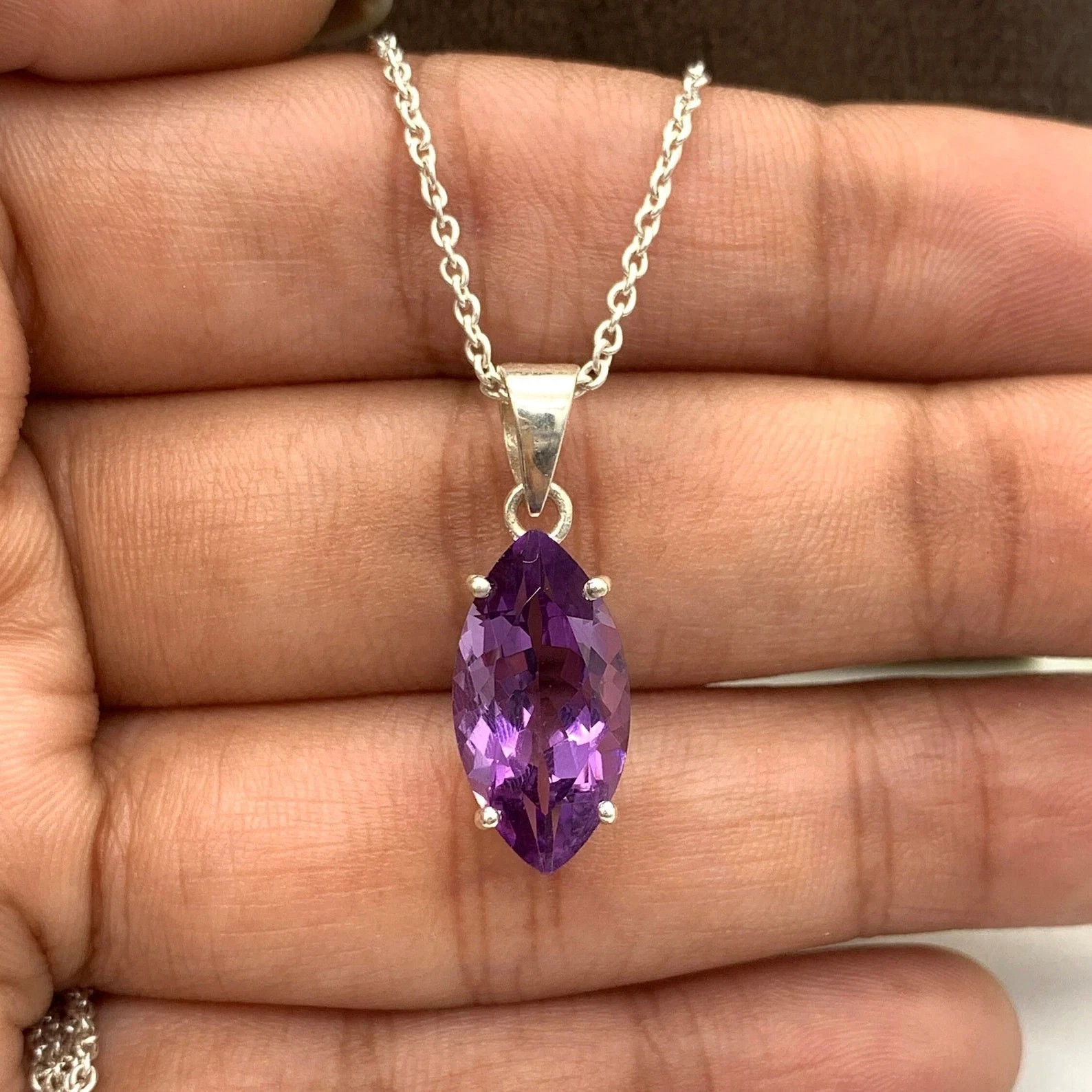 20 Ct Natural Purple Sapphire Marquise 925 Solid Silver Pendant Loose Gemstone