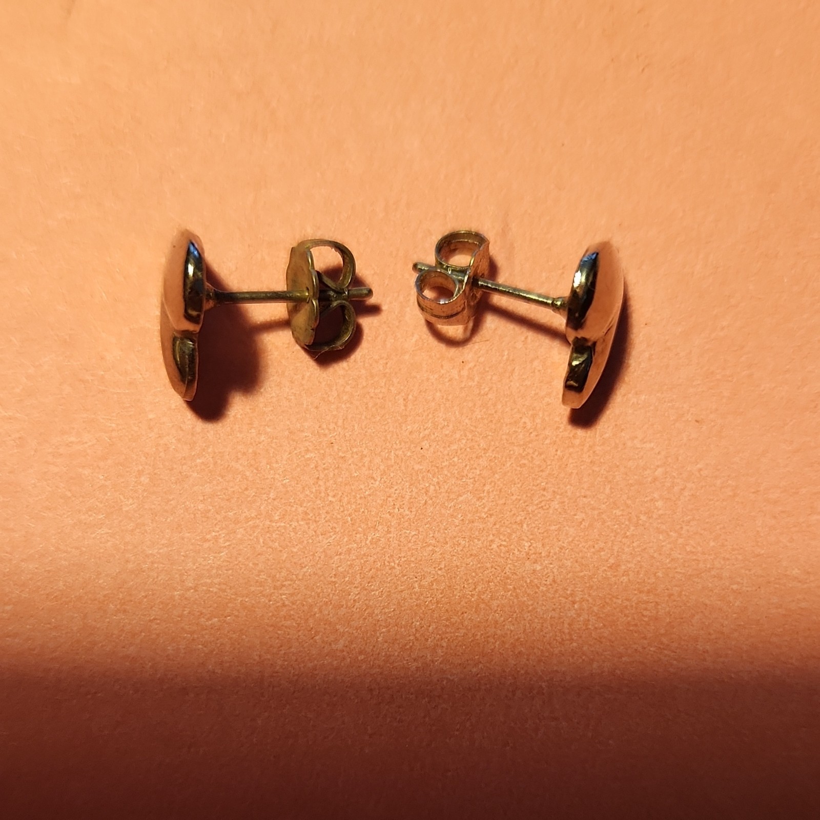 Silver Tone Heart Stud Post Earrings Butterfly Back Love Theme No Stone
