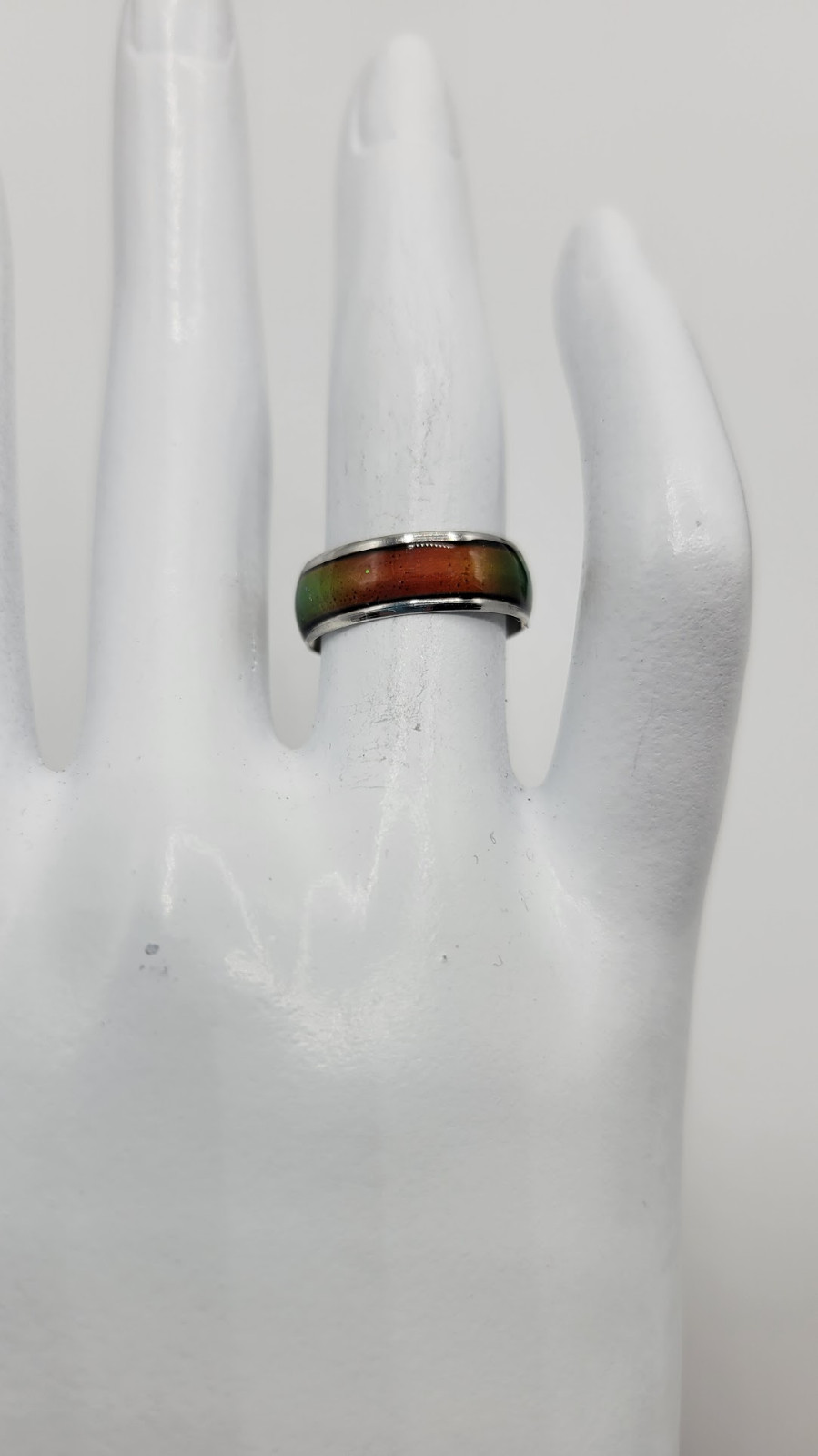 Mood Ring Band Silver Tone Metal Color Changing Stainless Steel Size 10
