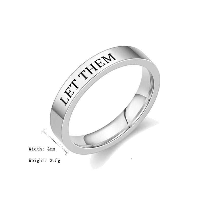 Let Them Ring Inspirational Quote Engraved Band Rose Gold Minimalist Jewelry