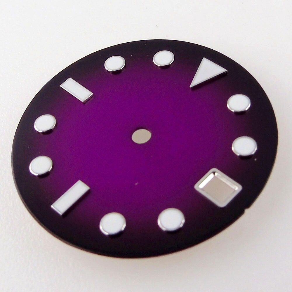 28.5mm Purple/Black Watch Dial Fit for NH35A Movement Crown at 3/3.8 o’clock
