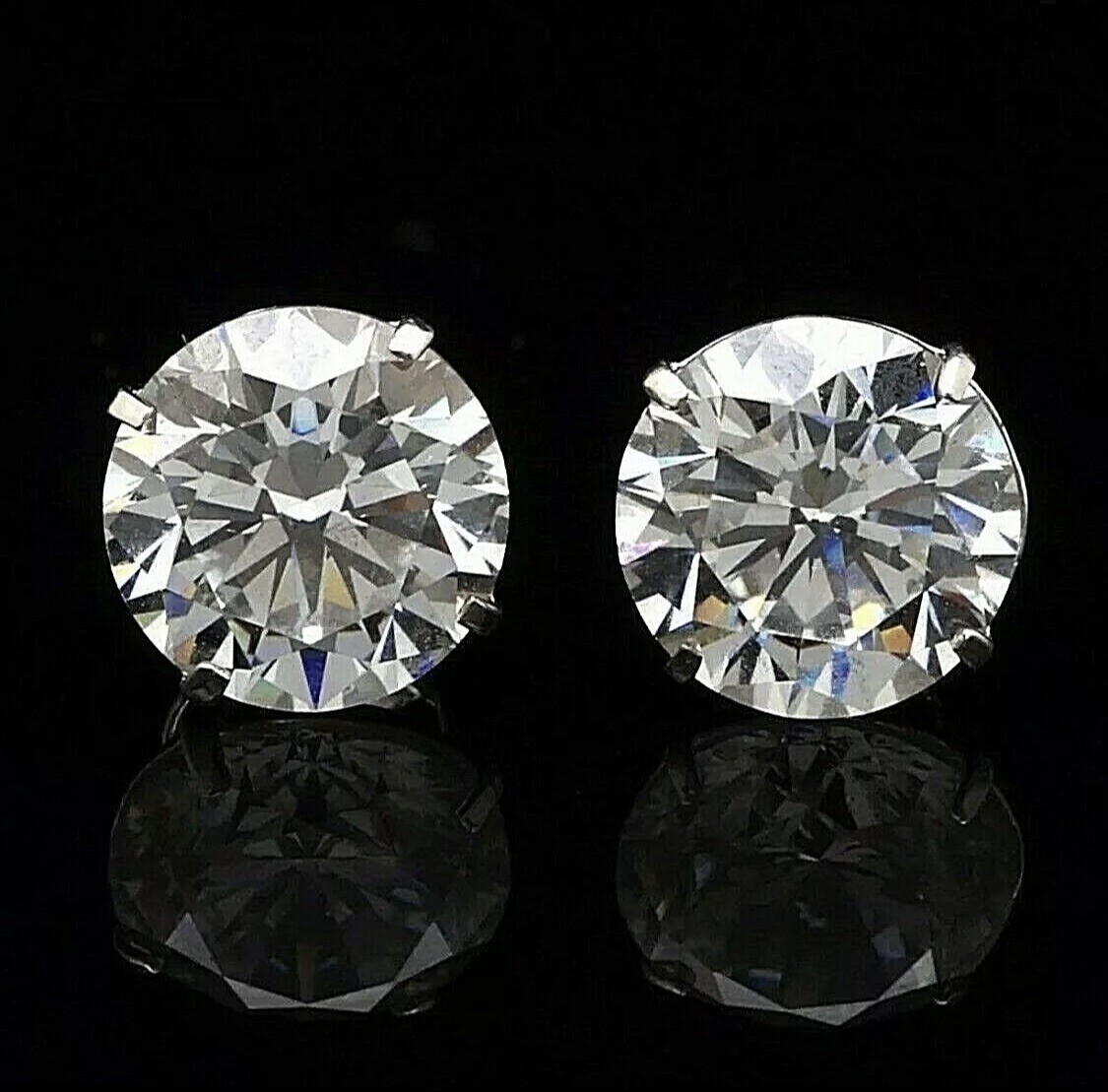 5.00 Ct Round Cut VVS1/D Lab Created Stud Earrings 14k White Gold 8mm Push Back