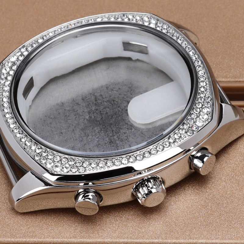 39MM Stainless Steel Watch Case Diamond Studded Fits JS25 VD78 Movement 10ATM