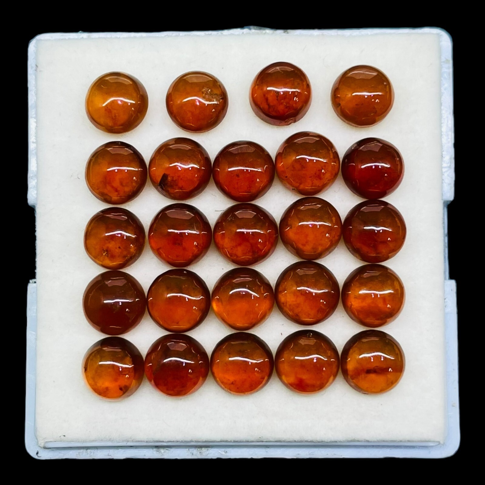 24 Pcs Natural Hessonite Garnet 7mm Round Untreated Loose Untreated Gemstones