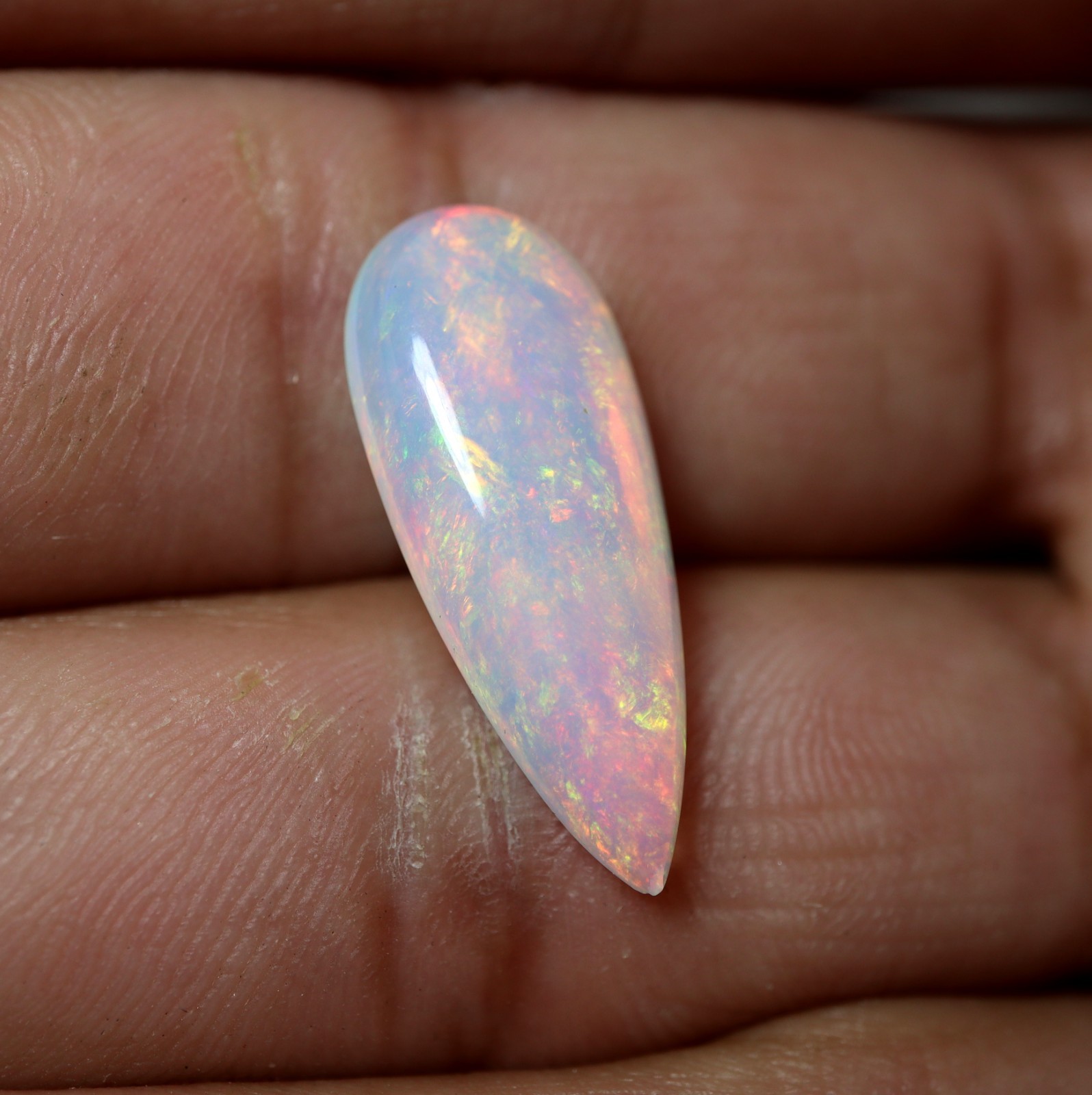 24.7×10 MM Natural AAA Red Green Fire Ethiopian Opal Pear Cabochon for Pendant