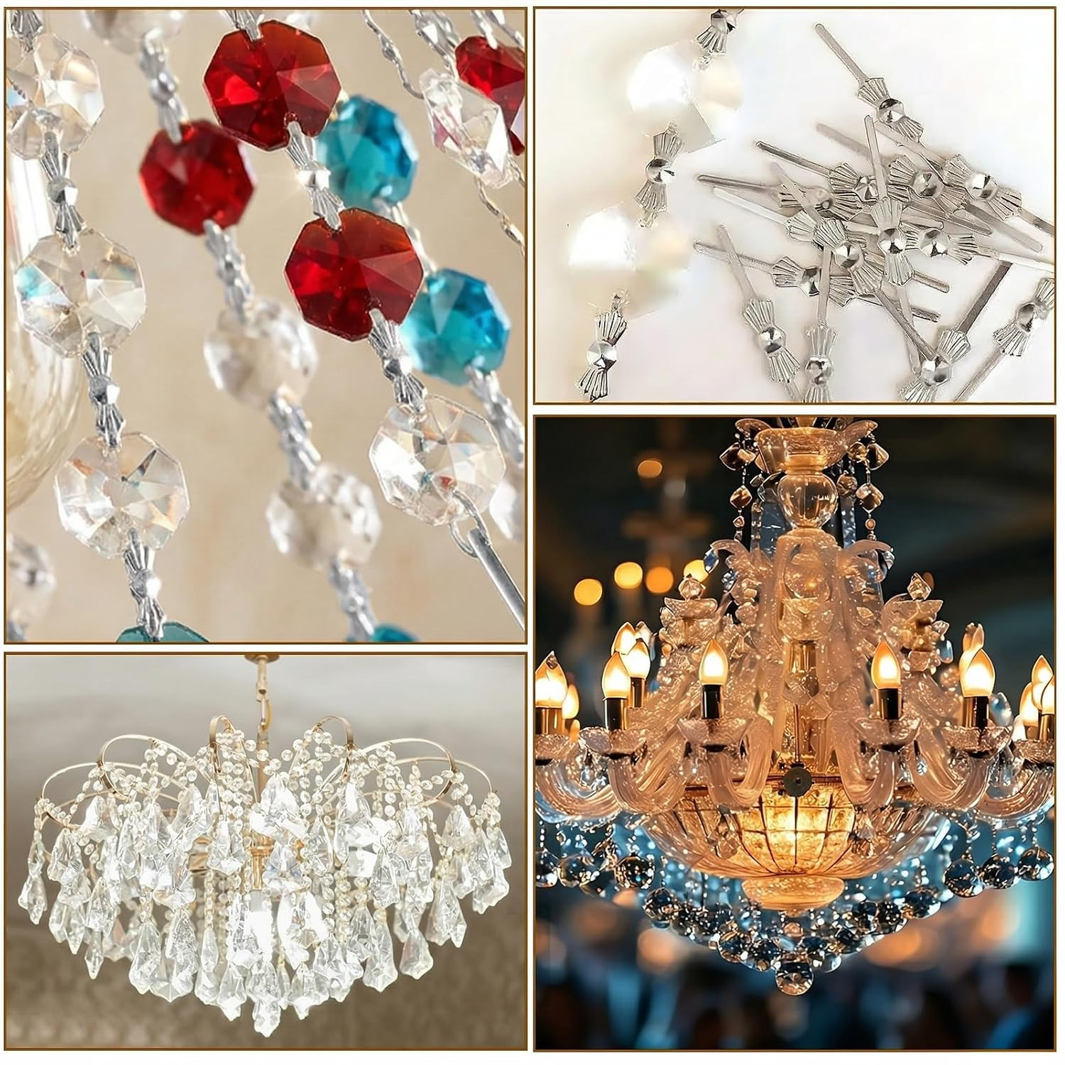 300 Pcs Bow Tie Crystal Connectors Chandelier Hooks for Crystals Metal Fastening
