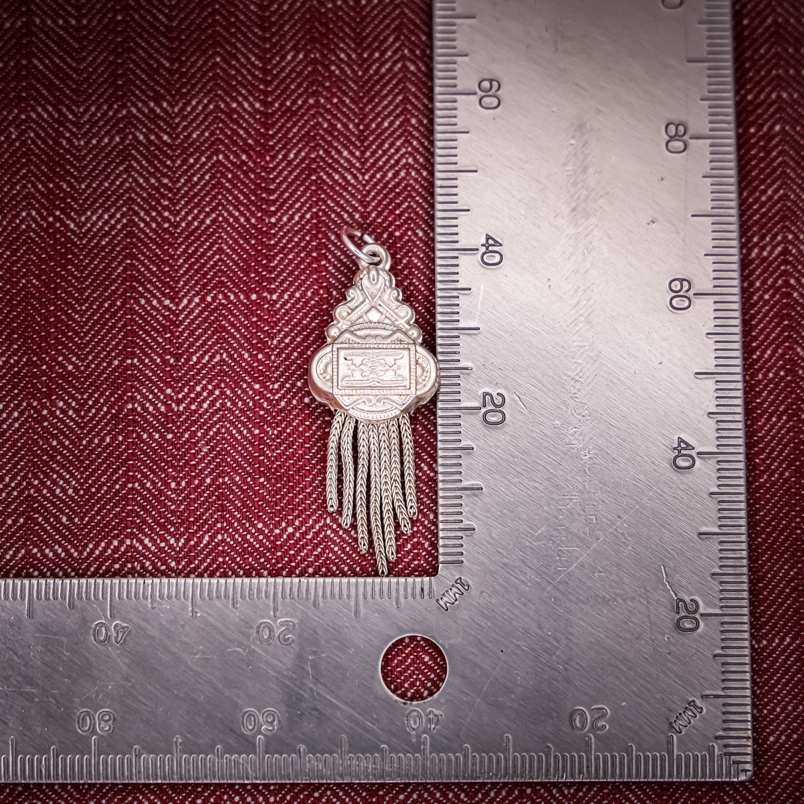 Antique French Puffy Tassel Charm Sterling Silver Die Struck 19th Century Floral