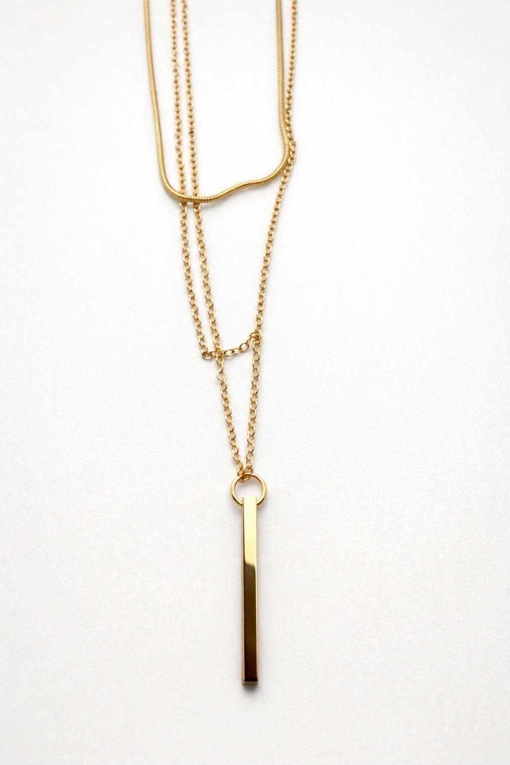 Layered Gold Necklace Bar Pendant Choker Chain Minimalist Jewelry